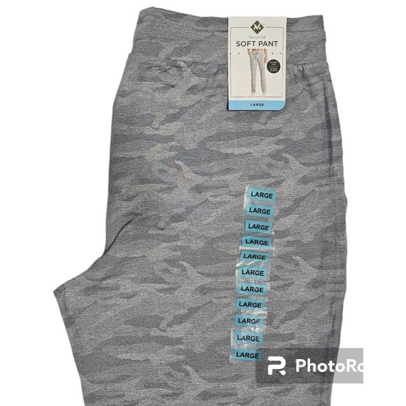 Member's Mark Womens Favorite Soft Pant Straight Leg Light Grey Camo Size L - Picture 2 of 2